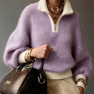 Megan | Soft Half-Zip Fuzzy Sweater - Picela