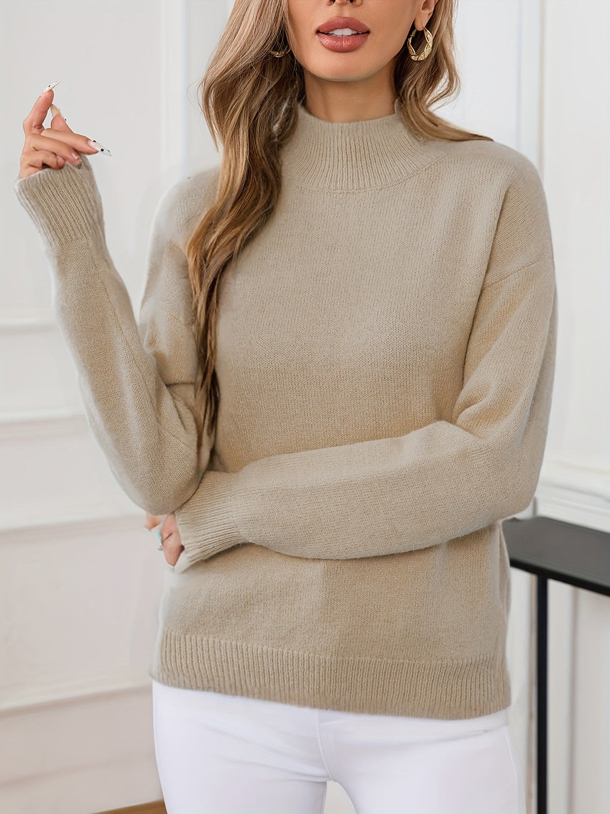 Melissa | Elegant Neck Knit Sweater - Picela
