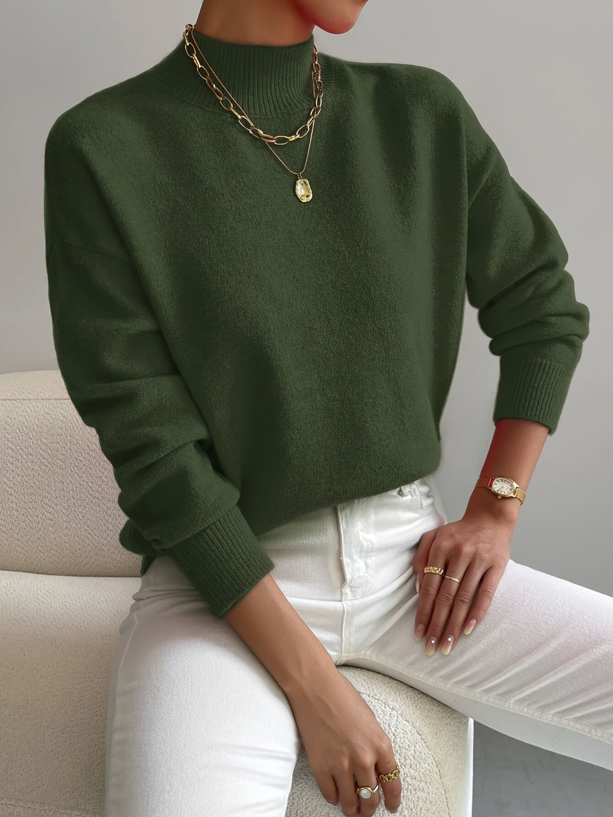 Melissa | Elegant Neck Knit Sweater - Picela