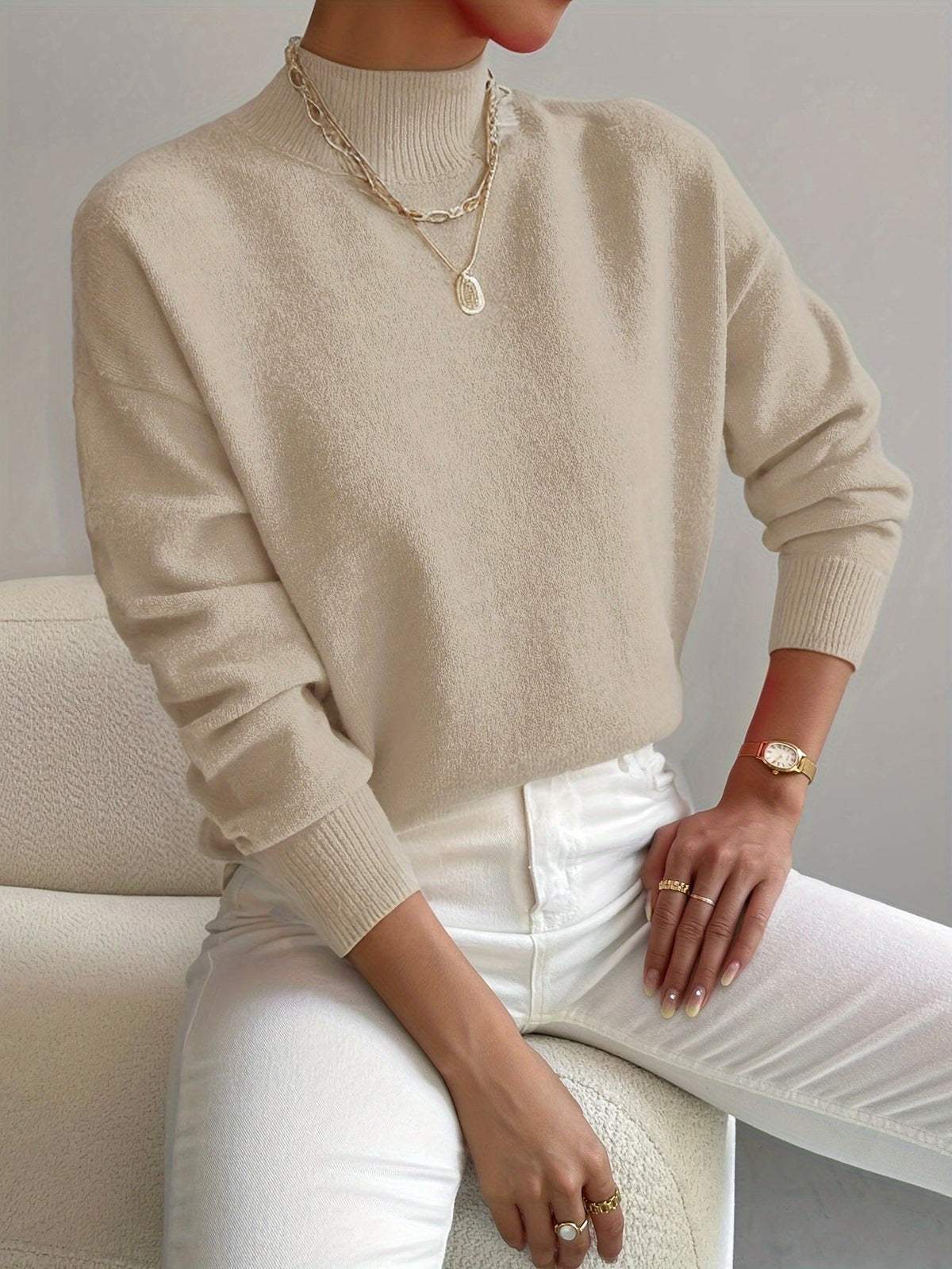Melissa | Elegant Neck Knit Sweater - Picela