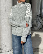 Melissa | Stylish Leopard Yoke Sweater - Picela