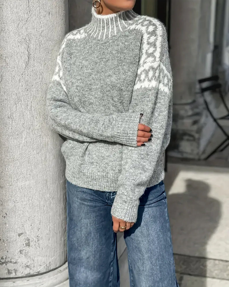 Melissa | Stylish Leopard Yoke Sweater - Picela
