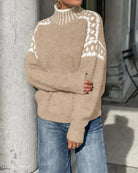 Melissa | Stylish Leopard Yoke Sweater - Picela