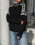 Melissa | Stylish Leopard Yoke Sweater - Picela