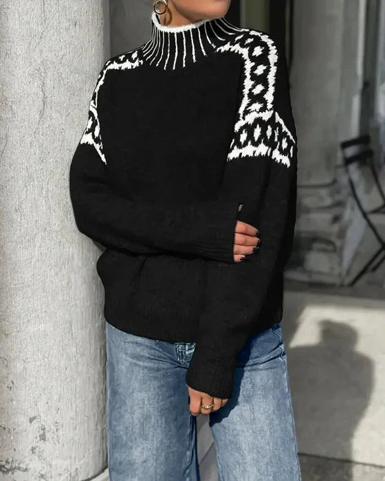 Melissa | Stylish Leopard Yoke Sweater - Picela