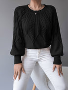 Michelle | Elegant Cable-Knit Balloon-Sleeve Sweater - Picela