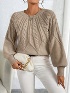 Michelle | Elegant Cable-Knit Balloon-Sleeve Sweater - Picela