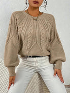 Michelle | Elegant Cable-Knit Balloon-Sleeve Sweater - Picela