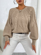 Michelle | Elegant Cable-Knit Balloon-Sleeve Sweater - Picela