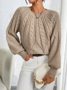 Michelle | Elegant Cable-Knit Balloon-Sleeve Sweater - Picela