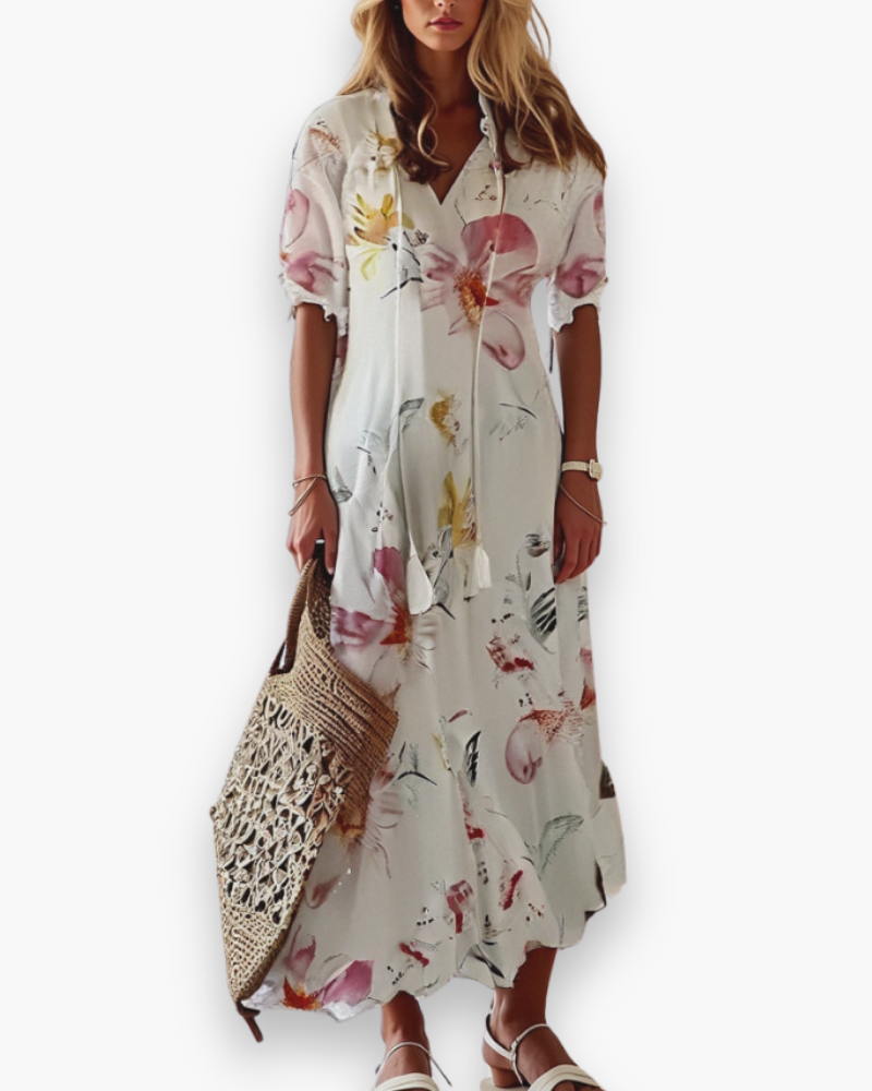 Michelle | Elegant V-Neck Maxi Dress - Picela