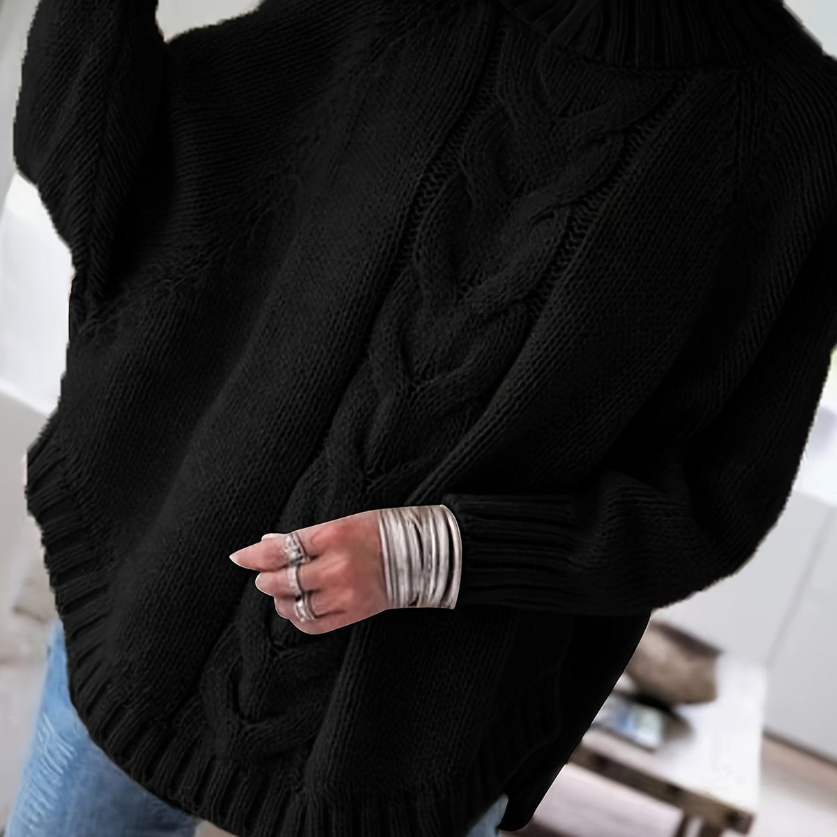 Nicole | Elegant Cable-Knit Mock-Neck Sweater - Picela