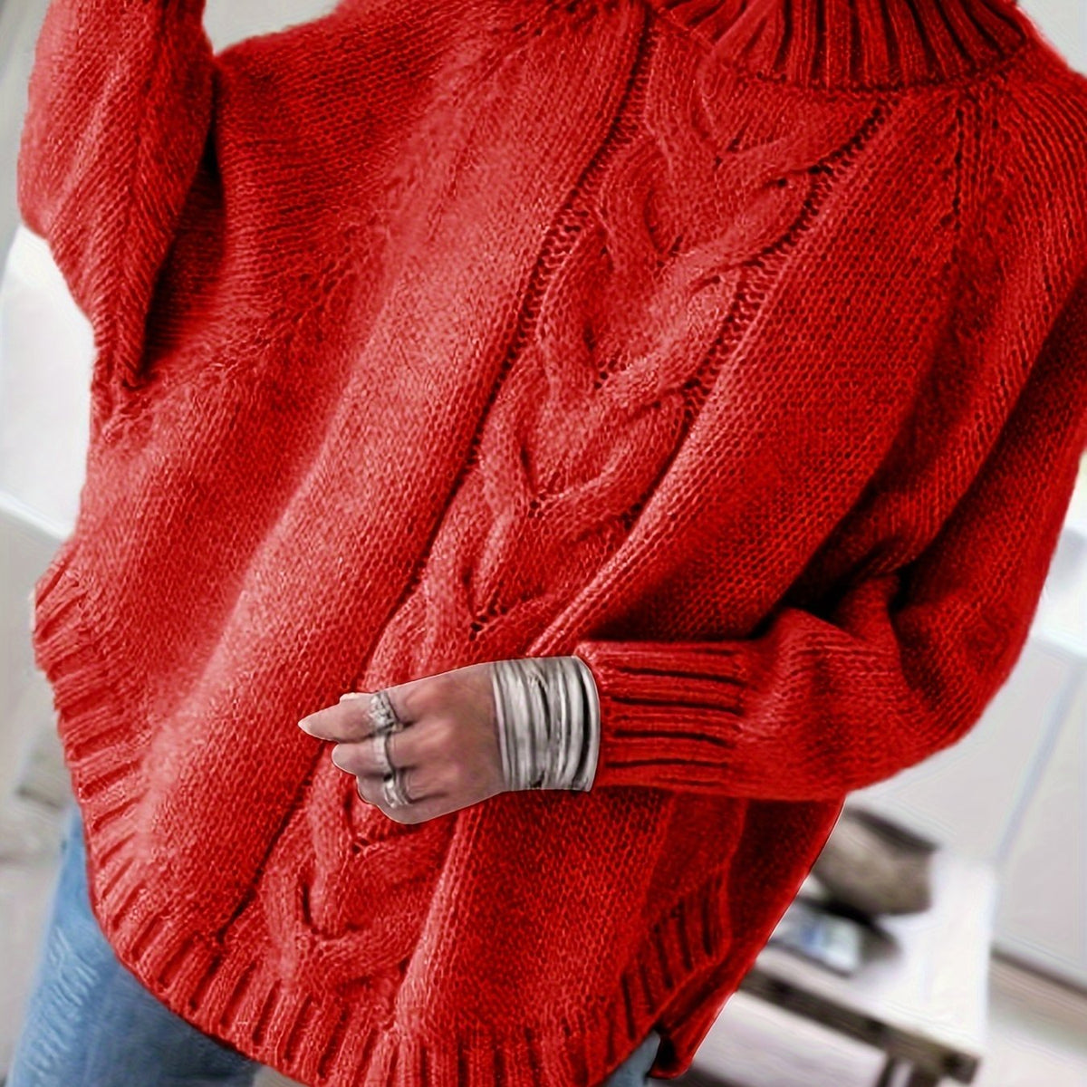 Nicole | Elegant Cable-Knit Mock-Neck Sweater - Picela