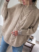 Nicole | Elegant Cable-Knit Mock-Neck Sweater - Picela