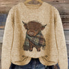 Nicole | Elegant Cow Knit Sweater - Picela