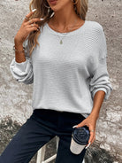 Nicole | Elegant Waffle-Knit Crewneck Sweater - Picela
