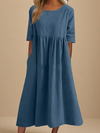 Rachel | Effortless Solid A-Line Dress - Picela