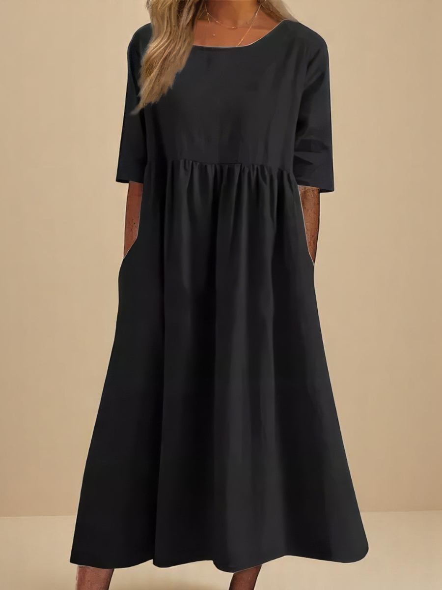 Rachel | Effortless Solid A-Line Dress - Picela