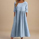 Rachel | Effortless Solid A-Line Dress - Picela