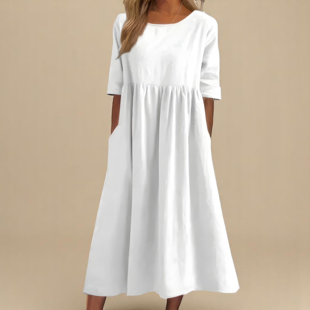 Rachel | Effortless Solid A-Line Dress - Picela