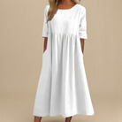 Rachel | Effortless Solid A-Line Dress - Picela