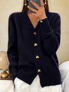Rachel | Elegant Heart-Button Knit Cardigan - Picela