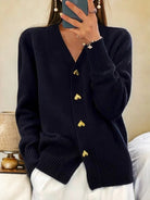 Rachel | Elegant Heart-Button Knit Cardigan - Picela