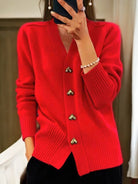 Rachel | Elegant Heart-Button Knit Cardigan - Picela