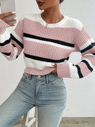 Rachel | Stylish Colorblock Striped Sweater - Picela