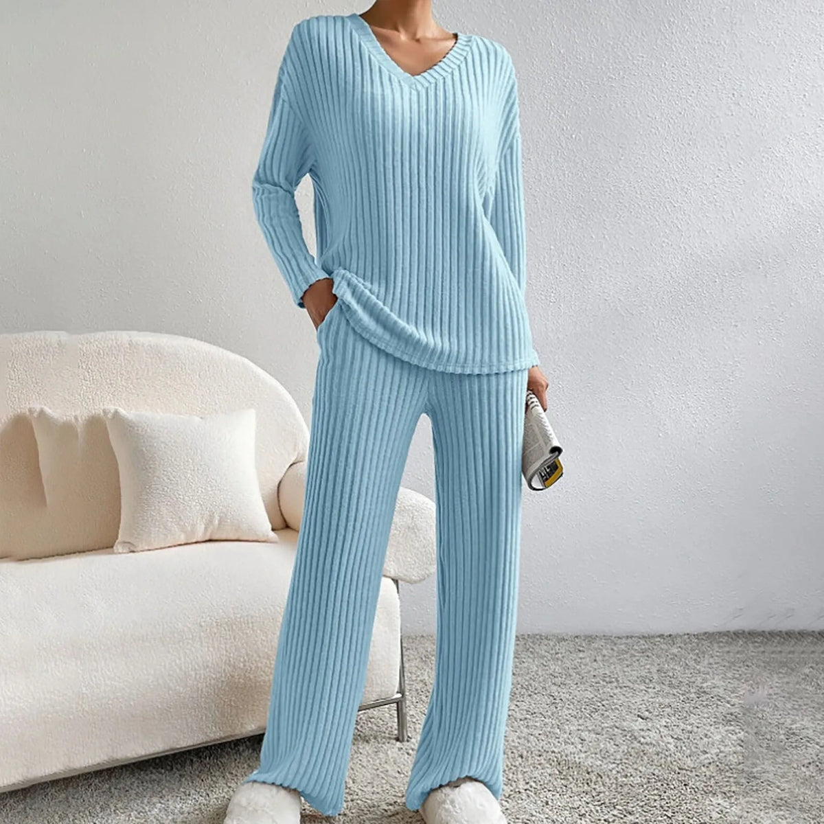 Rebecca | Cozy Ribbed Knit Set - Picela
