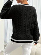 Rebecca | Elegant Cable-Knit Varsity Sweater - Picela