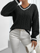 Rebecca | Elegant Cable-Knit Varsity Sweater - Picela