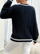 Rebecca | Elegant Cable-Knit Varsity Sweater - Picela