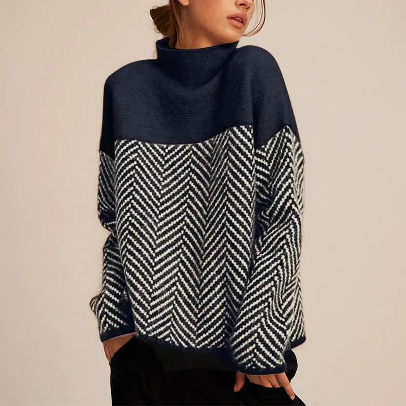 Samantha | Cozy Chevron Turtleneck Sweater - Picela