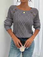 Samantha | Elegant Cable-Knit Button Sweater - Picela