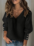 Samantha | Elegant Ribbed V-Neck Sweater - Picela