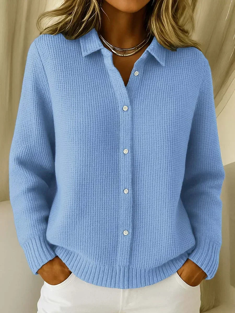 Samantha | Elegant Waffle-Knit Collared Cardigan - Picela