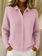Samantha | Elegant Waffle-Knit Collared Cardigan - Picela