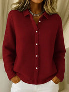 Samantha | Elegant Waffle-Knit Collared Cardigan - Picela