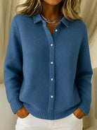 Samantha | Elegant Waffle-Knit Collared Cardigan - Picela