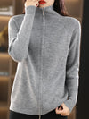 Samantha | Elegant Zip-Up Knit Cardigan - Picela