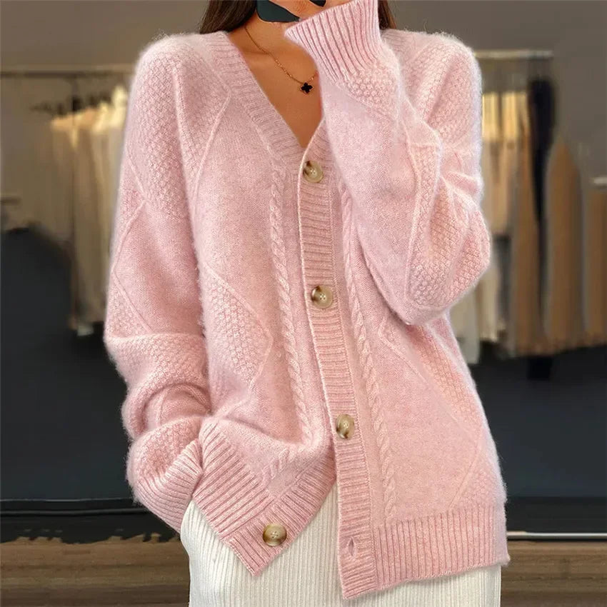 Stephanie | Elegant Cable-Knit Button Cardigan - Picela