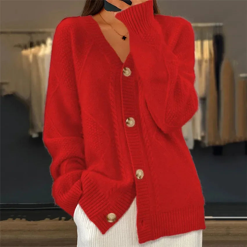 Stephanie | Elegant Cable-Knit Button Cardigan - Picela