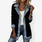 Stephanie | Elegant Denim Colorblock Jacket - Picela