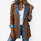 Stephanie | Elegant Denim Colorblock Jacket - Picela