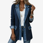 Stephanie | Elegant Denim Colorblock Jacket - Picela