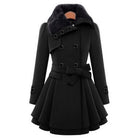 Stephanie | Elegant Fur-Collar Belted Coat - Picela
