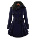 Stephanie | Elegant Fur-Collar Belted Coat - Picela