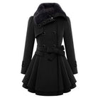 Stephanie | Elegant Fur-Collar Belted Coat - Picela