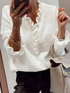 Stephanie | Feminine Ruffle V-Neck Sweater - Picela